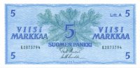 5 Markkaa 1963 Litt.A K2873794 kl.8